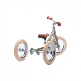 Draisienne Tricycle 2 en 1 Vintage vert 3 roues évolutives - TRYBIKE