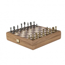Jeu d'échecs en chêne et noyer 27 cm - MANOPOULOS