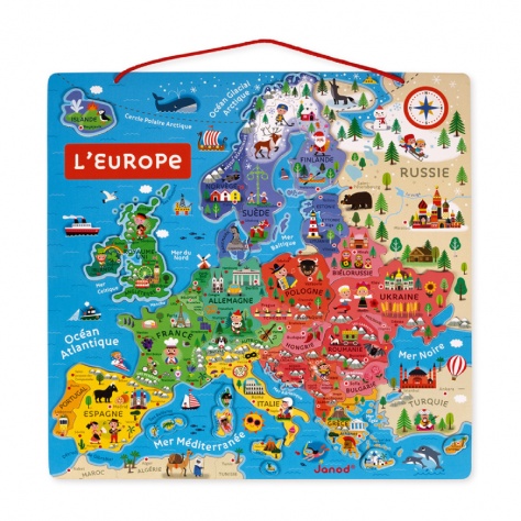 Carte d'Europe Magnétique (bois) - JANOD